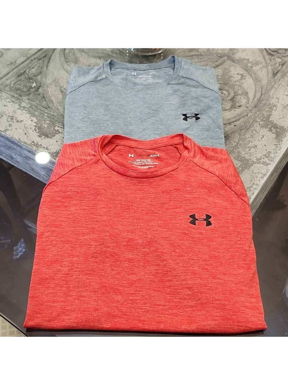 Under Armour Men's Heathered Orange / Blue Large Tee Set Of 2 Like New